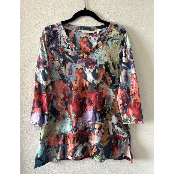 Soft Surroundings Women's Top Size Petite Small Impasto Tunic Top Abstract Artsy - Picture 1 of 16